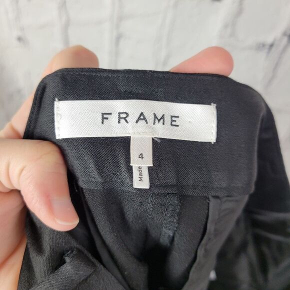 Frame solid noir black le crop mini flare bootcut wool blend trousers pants - Picture 8 of 12